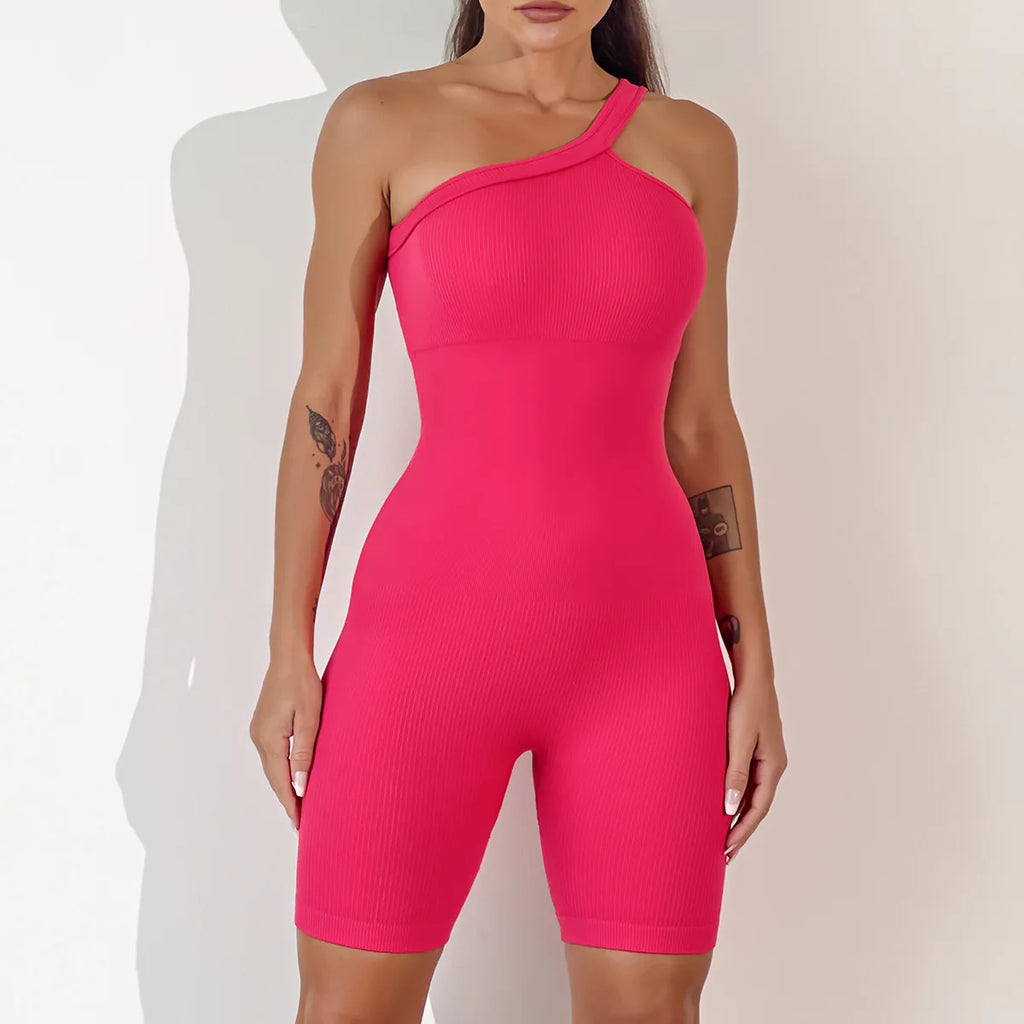 Sports Knitted One Shoulder Bodysuit