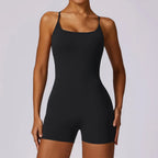 Seamless One Piece Suit - Sexy V-Back Shorts Sports Jumpsuit