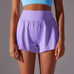 New Solid Color Mesh Double Layer Breathable Athletic Shorts - Running Fitness