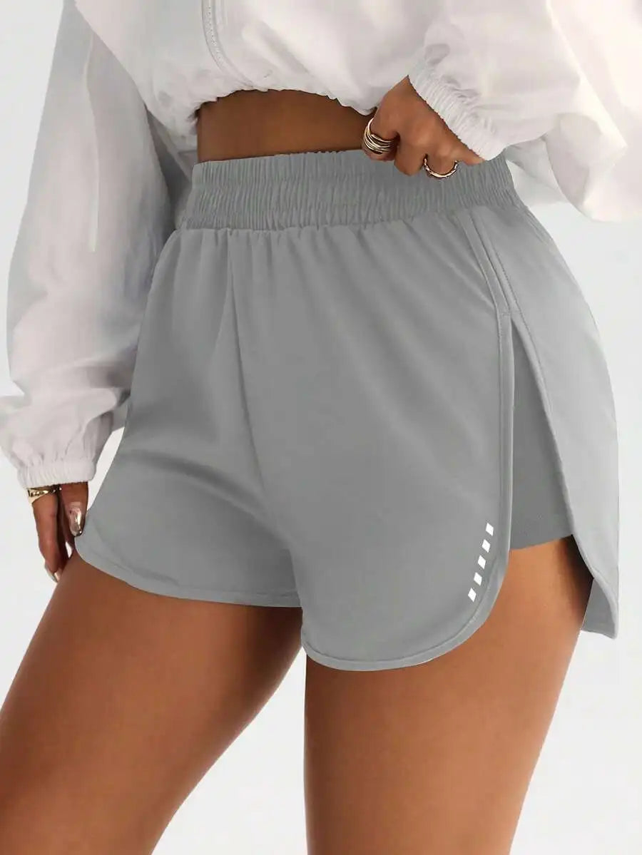 High-Waisted Slimming Workout Shorts With Side Slit 4-Way Stretch