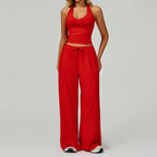 Gym Fitness Set Tracksuit - Sports Bra Flared Trousers Suit