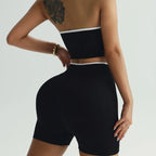 Athletic Set - Cross Waist Sports Leggings & Butt Lifting Shorts