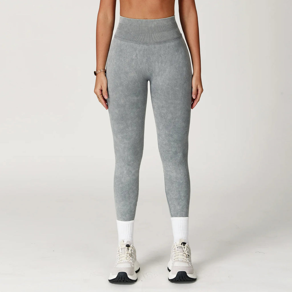 Seamless Yoga Pants High Waist Ribbed Gym Wear - Scrunch Bum Tights
