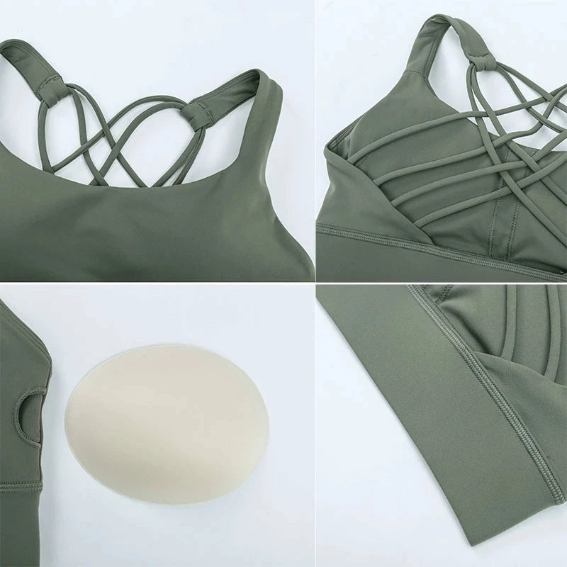 Solid Color Gym Fitness Bra - Tight Sport Top Tank/Soft Shockproof
