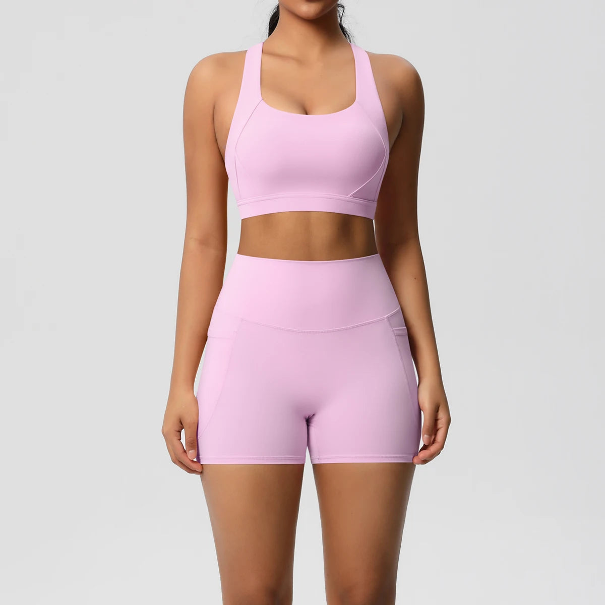 2PCS Pocket Yoga Set – Seamless High Waist Gym Outfit