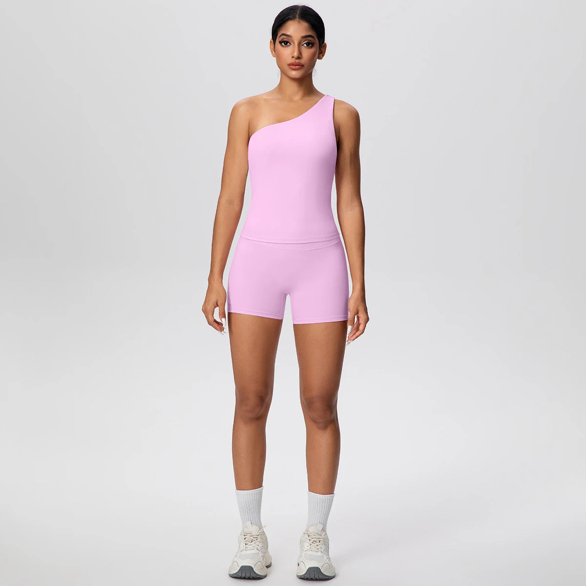 Gym Set - Sport Leggings Shorts Breathable Hip-lifting Backless Single Shoulder Bra