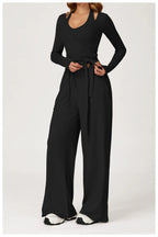Gym Fitness Set Tracksuit - Sports Bra Flared Trousers Suit