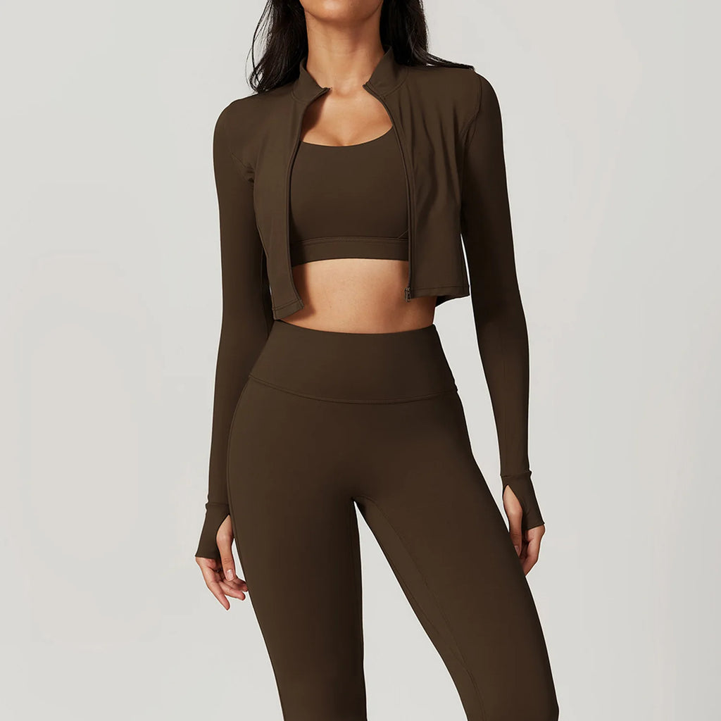 3PCS Yoga Set - Fitness zipper Long Sleeve