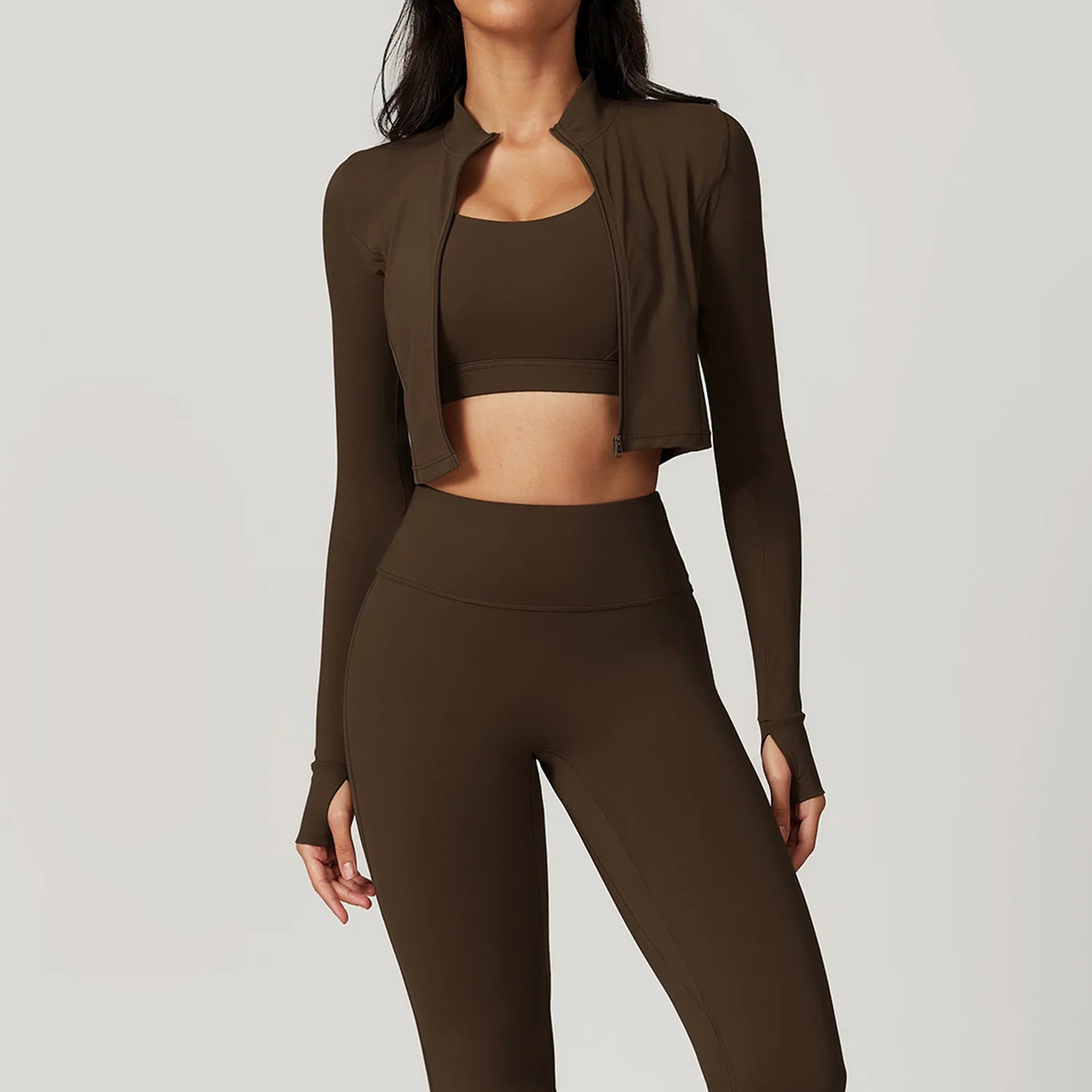 3PCS Yoga Set - Fitness zipper Long Sleeve