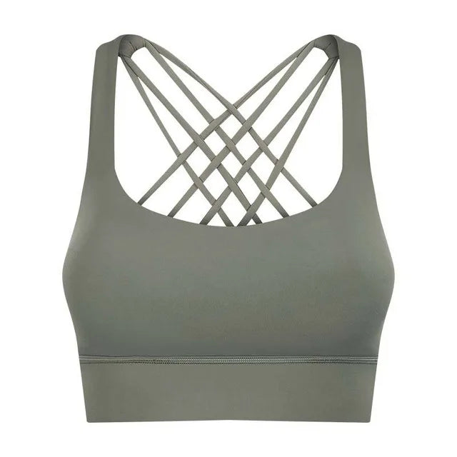 Solid Color Gym Fitness Bra - Tight Sport Top Tank/Soft Shockproof
