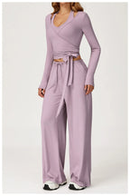 Gym Fitness Set Tracksuit - Sports Bra Flared Trousers Suit