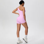 Gym Set - Sport Leggings Shorts Breathable Hip-lifting Backless Single Shoulder Bra