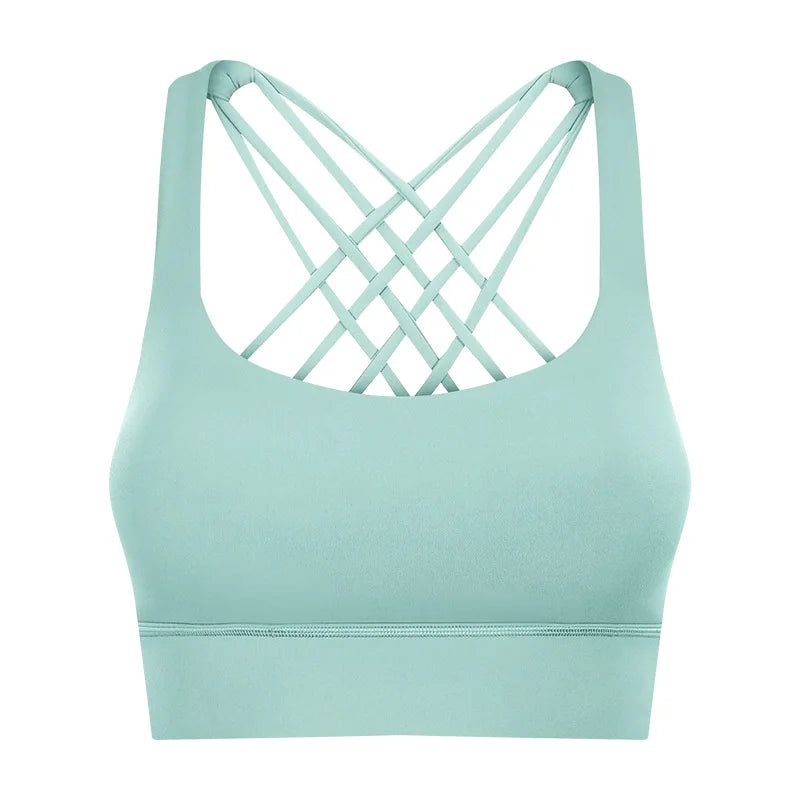 Solid Color Gym Fitness Bra - Tight Sport Top Tank/Soft Shockproof