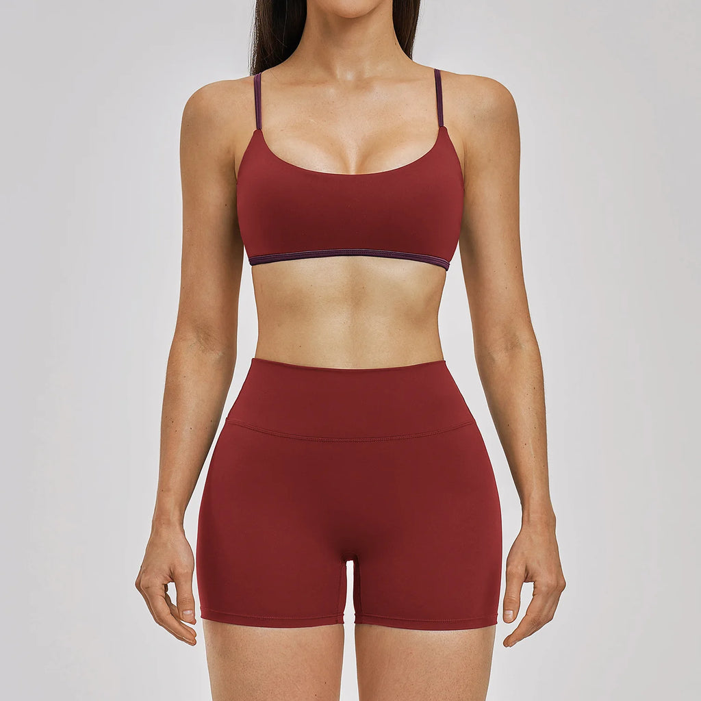 Athletic Shorts Solid Bras Set