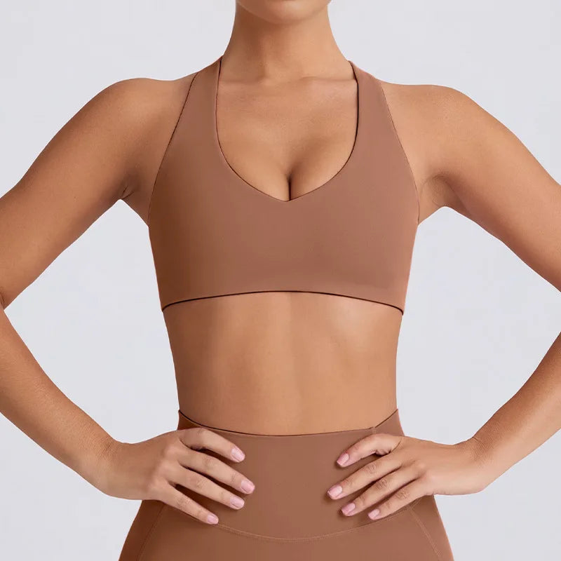 Naked Feel Quick-Dry Yoga Set - Strappy Sports Bra & Seamless Leggings