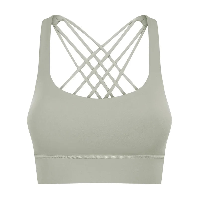 Solid Color Gym Fitness Bra - Tight Sport Top Tank/Soft Shockproof