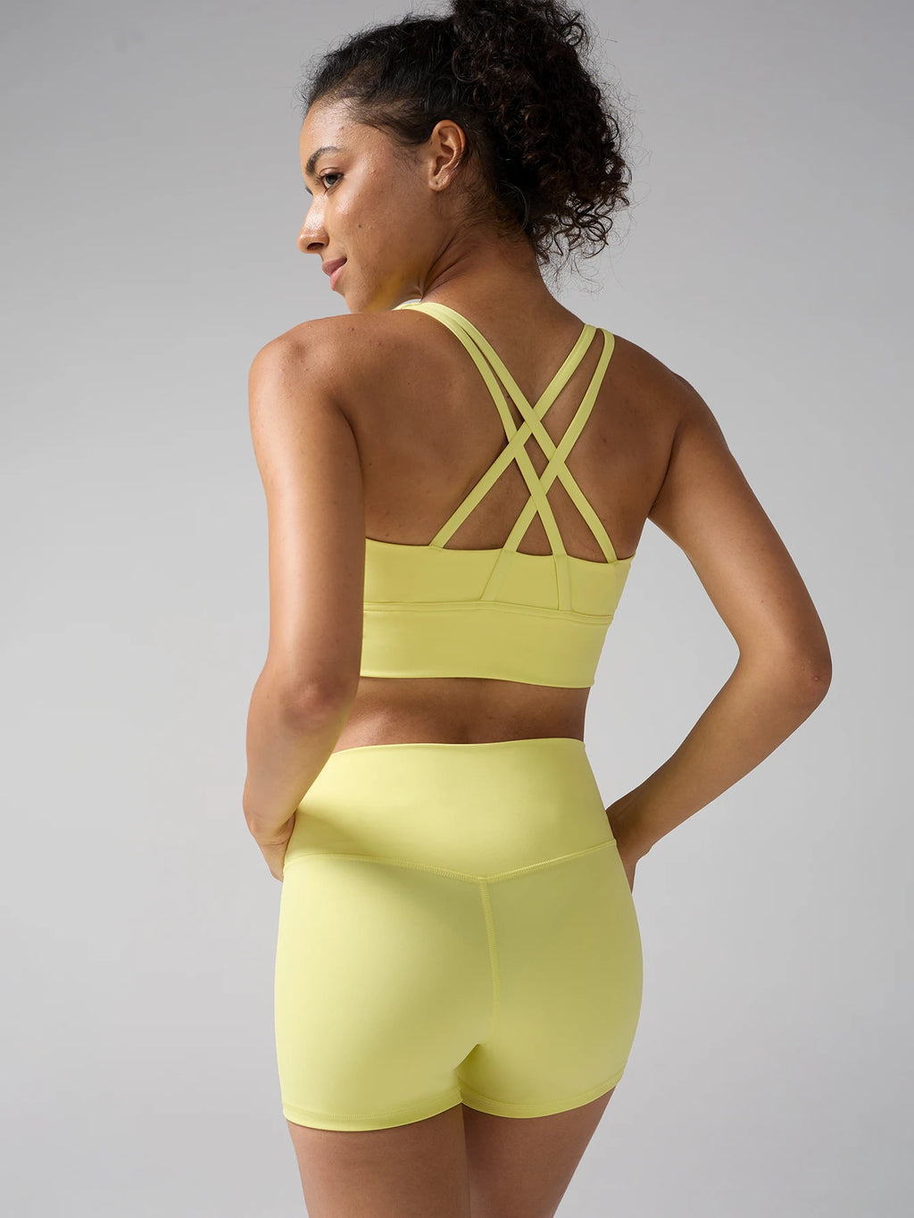 2 Piece Short Set - Beautiful Cross Back Yoga Bra & High Waist Elasticity Yoga Shorts