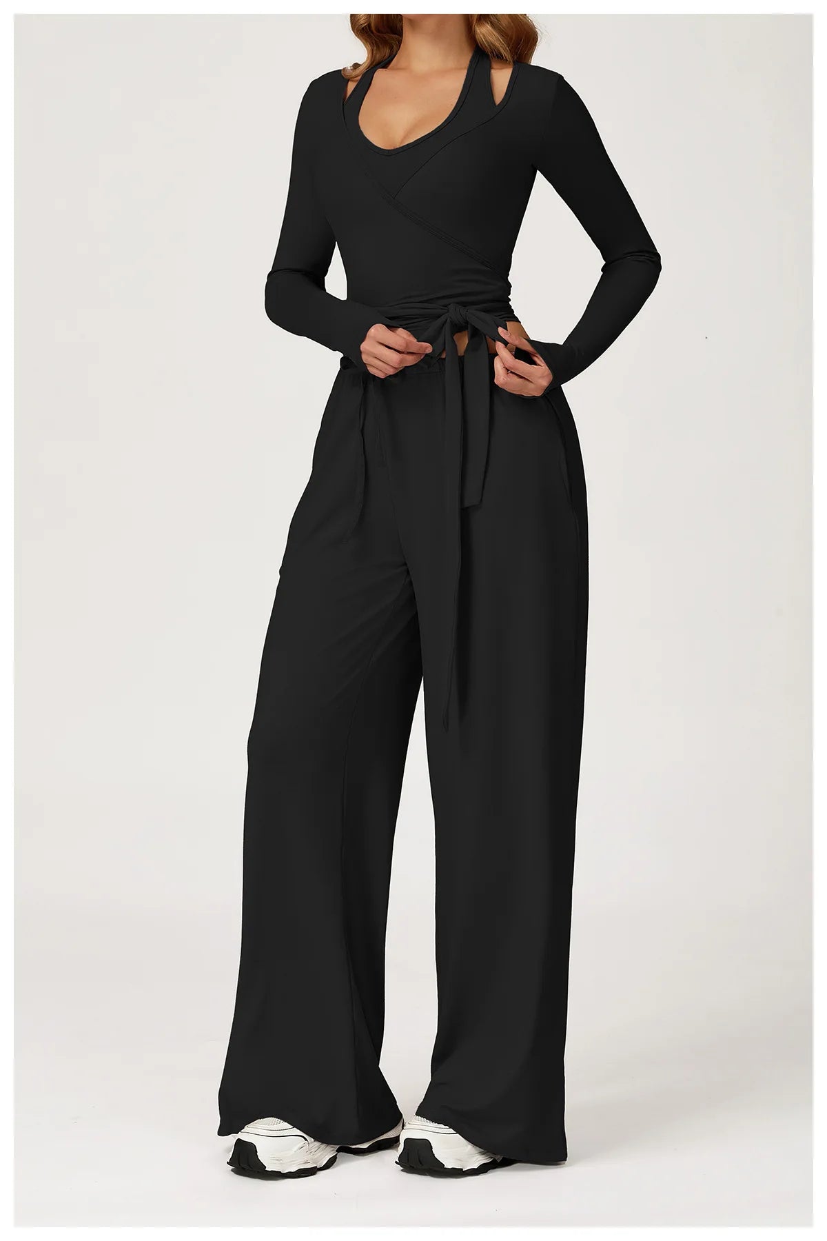 Gym Fitness Set Tracksuit - Sports Bra Flared Trousers Suit