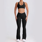 Naked Feel Quick-Dry Yoga Set - Strappy Sports Bra & Seamless Leggings