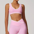 V-Neck Sports Bra Top - Push Up Gym Top