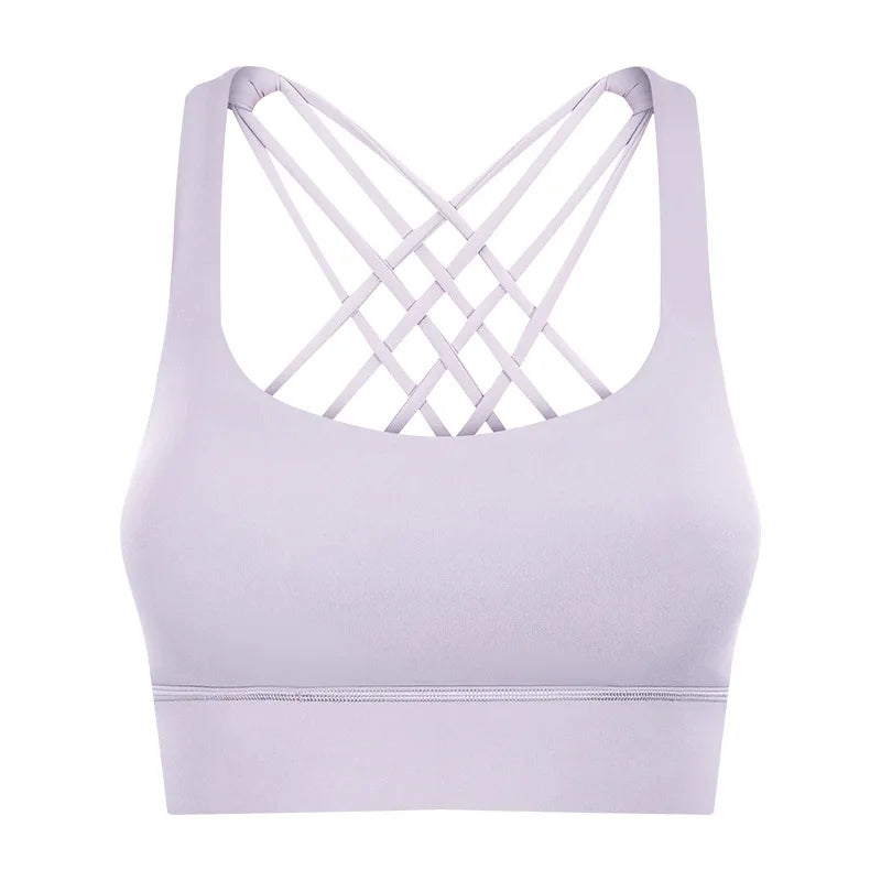 Solid Color Gym Fitness Bra - Tight Sport Top Tank/Soft Shockproof