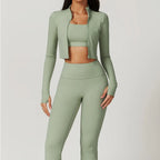 3PCS Yoga Set - Fitness zipper Long Sleeve