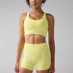 2 Piece Short Set - Beautiful Cross Back Yoga Bra & High Waist Elasticity Yoga Shorts