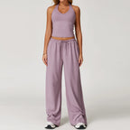 Gym Fitness Set Tracksuit - Sports Bra Flared Trousers Suit
