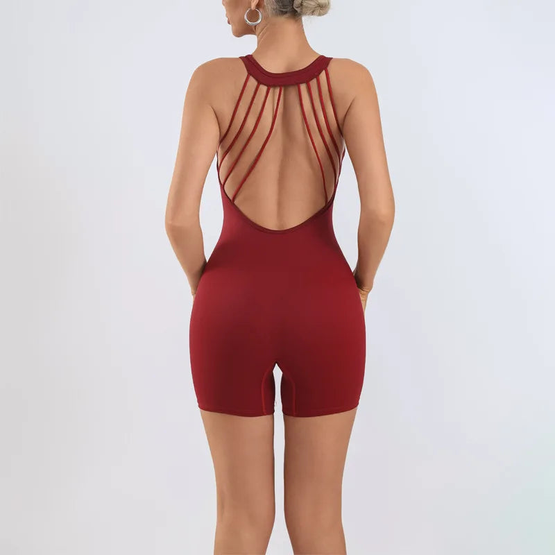 Padded Backless One-Piece Yoga Jumpsuit - Hip Lift Tight