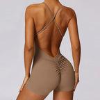 Seamless One Piece Suit - Sexy V-Back Shorts Sports Jumpsuit