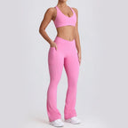 Naked Feel Quick-Dry Yoga Set - Strappy Sports Bra & Seamless Leggings