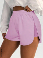 High-Waisted Slimming Workout Shorts With Side Slit 4-Way Stretch