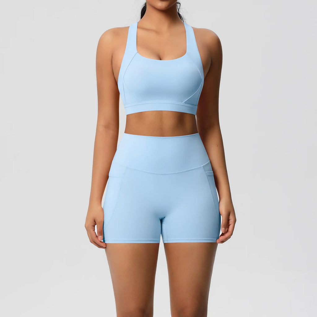 2PCS Pocket Yoga Set – Seamless High Waist Gym Outfit