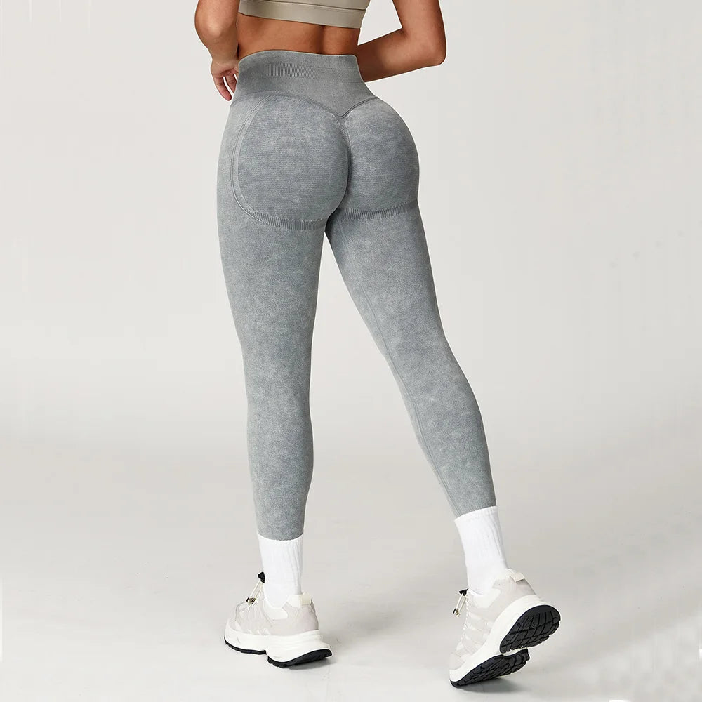 Seamless Yoga Pants High Waist Ribbed Gym Wear - Scrunch Bum Tights