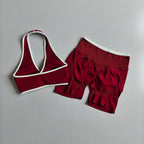 Sexy Splicing Gathering Sports Vest - High Elasticity & Hip Lifting Fitness Set