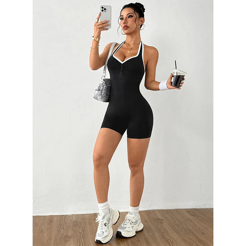 Gym Jumpsuit - Sexy Halter Playsuit Romper Overalls