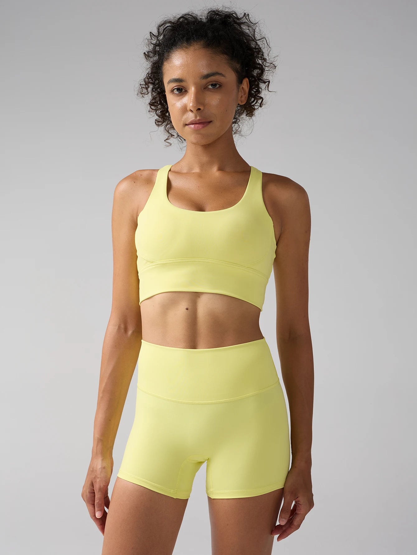 2 Piece Short Set - Beautiful Cross Back Yoga Bra & High Waist Elasticity Yoga Shorts