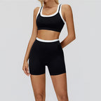 Gym Shorts Sets Tracksuit - Two Fake Pieces Contrasting Color