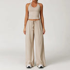 Gym Fitness Set Tracksuit - Sports Bra Flared Trousers Suit