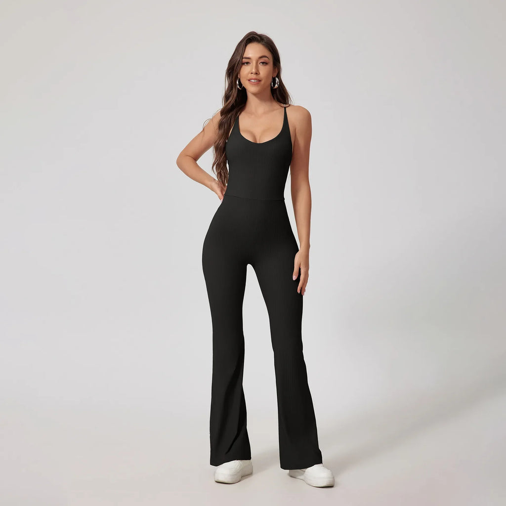 Seamless Yoga Jumpsuit Set - Beautiful Back Tight Hip Lift Trousers Micro Flared