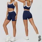 Gym Shorts Sets Tracksuit - Two Fake Pieces Contrasting Color