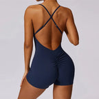 Seamless One Piece Suit - Sexy V-Back Shorts Sports Jumpsuit