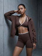 Sexy Splicing Gathering Sports Vest - High Elasticity & Hip Lifting Fitness Set