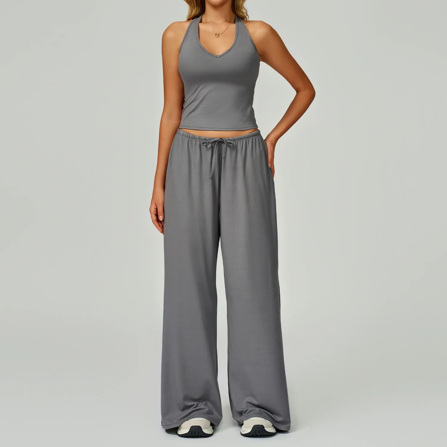 Gym Fitness Set Tracksuit - Sports Bra Flared Trousers Suit