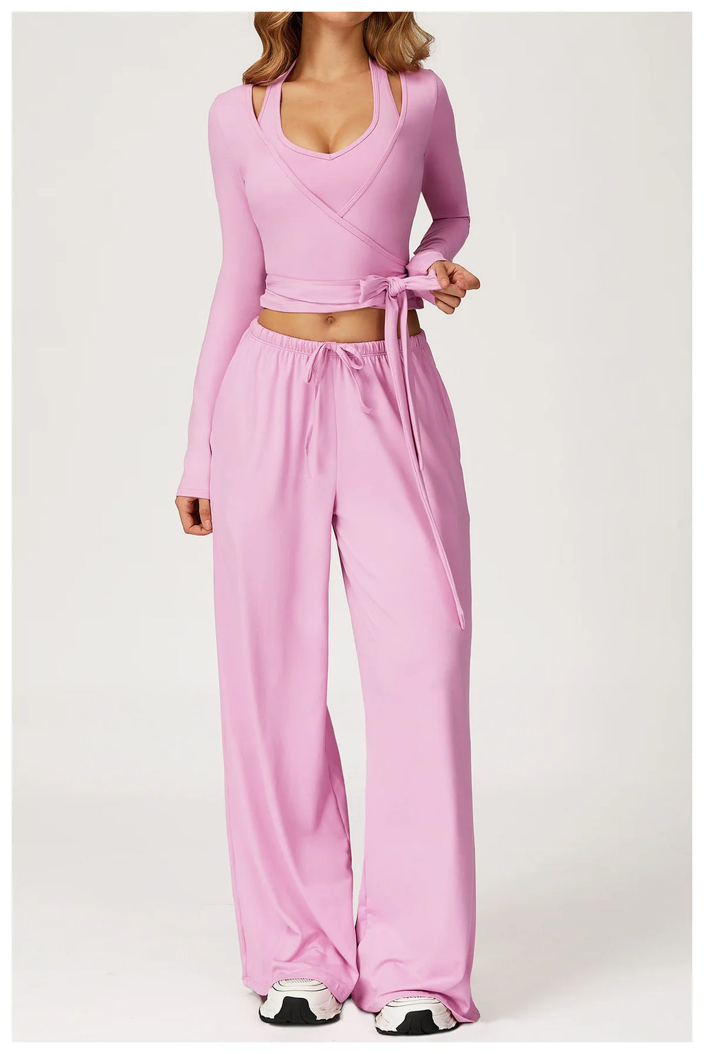 Gym Fitness Set Tracksuit - Sports Bra Flared Trousers Suit
