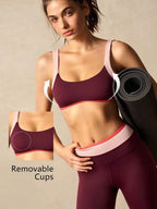 Color-Blocked Backless Sports Bra And Leggings Set