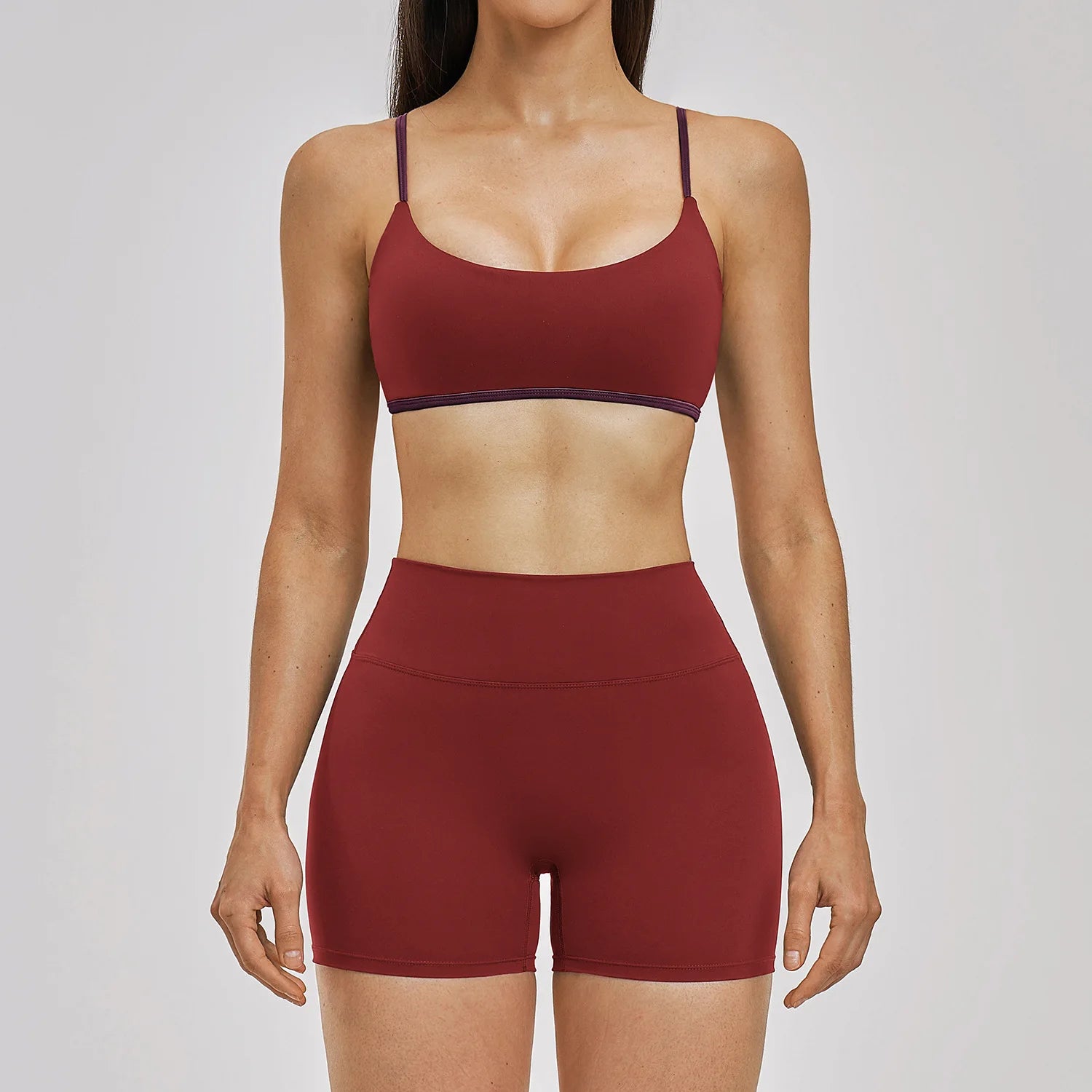Athletic Shorts Solid Bras Set