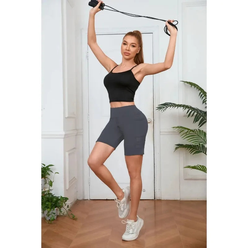 Yoga Shorts With Pocket - Slim Shorts High Waist Sexy Hip Lifting Bicker Leggings