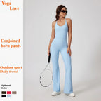 Seamless Yoga Jumpsuit Set - Beautiful Back Tight Hip Lift Trousers Micro Flared