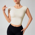 Backless Fitness with Fixed Chest Pad - Short Sleeve T-Shirt Yoga Wear